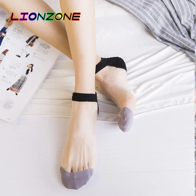 LIONZONE 5Pairs/Lot Lace Harajuku Socks Spring Summer Women Invisible Thin Silk Ankle Calcetines | Женская одежда
