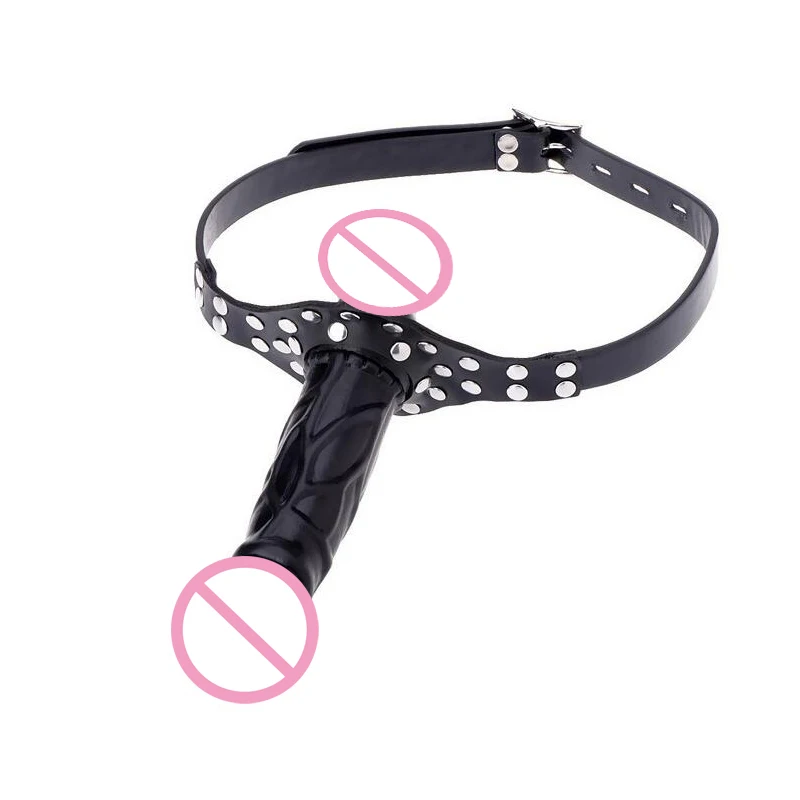 Интимные изделия двойной фаллоимитатор кляп с открытым ртом ремнем женский