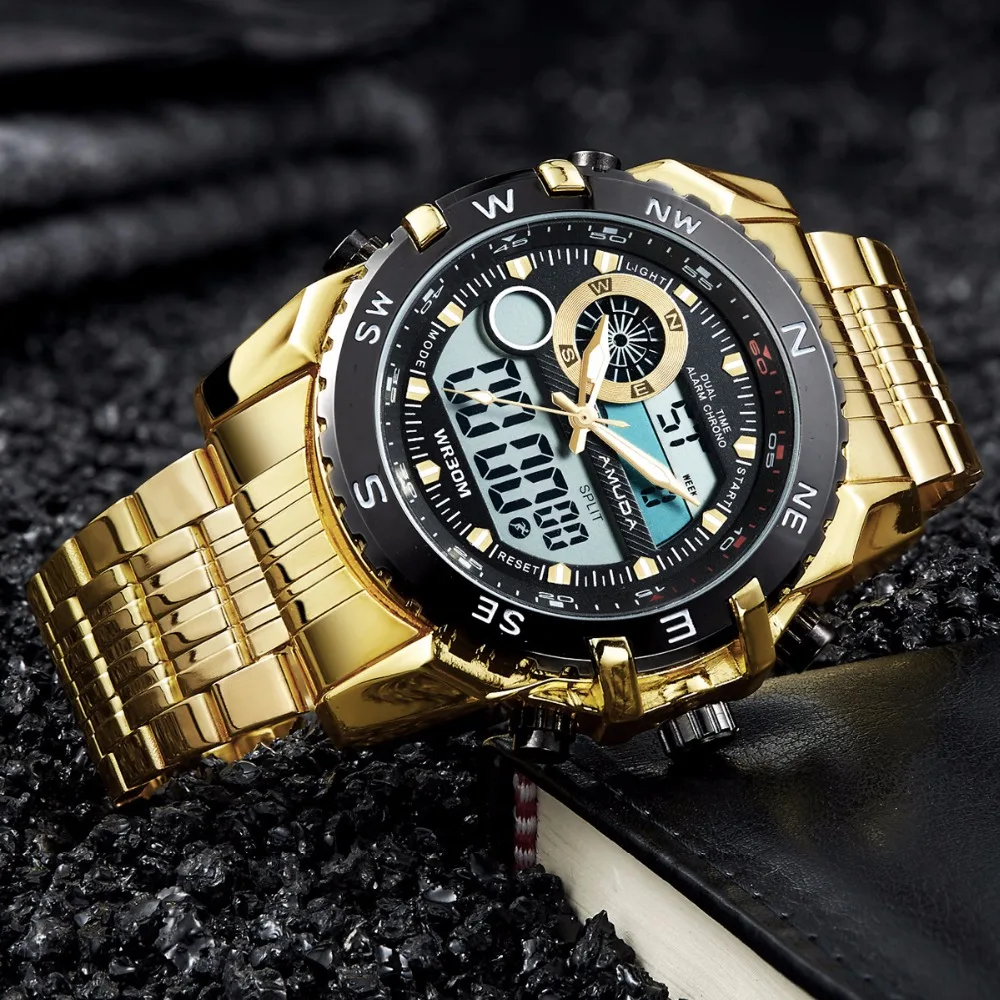 Amuda мужские спортивные часы светодиодные кварцевые водонепроницаемые наручные