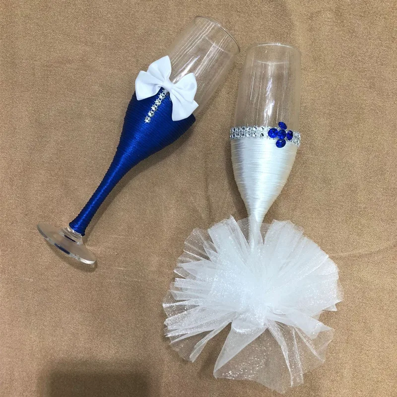2 шт./лот сине белые свадебные очки для поджаривания шампанского подарок