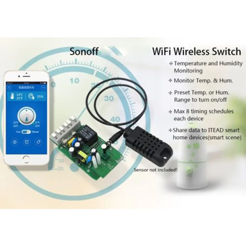 Sonoff TH контроль температуры и влажности WiFi умный переключатель контроллер датчик