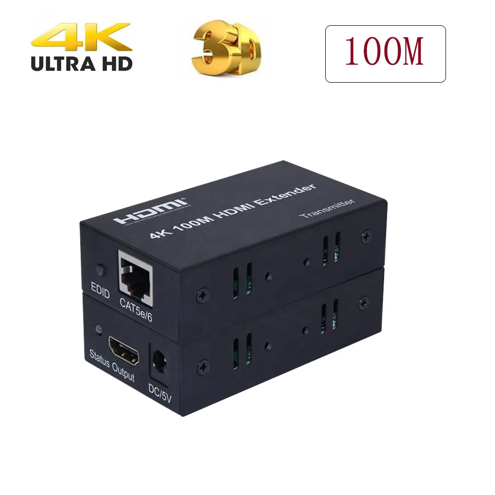 HD 4K 100M HDMI удлинитель RJ45 порты к 100 м 1 4 по CAT5E CAT6 UTP LAN Ethernet кабель конвертер|Кабели