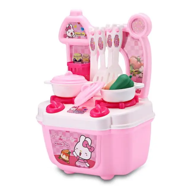 Красный Baby Miniature Kitchen Plastic Pretend Play Food Children Toys With Music Light Kids Kitchen Cooking Toy Set For Girls Games Hot - Цвет: Красный