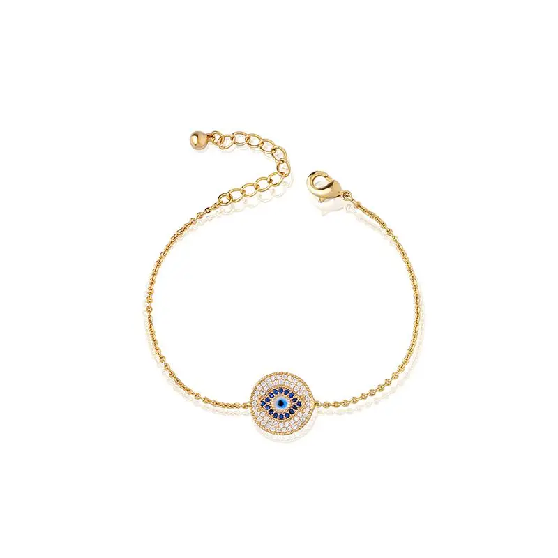 Высокое качество турецкий синий браслет evil eye Роскошный CZ золотая цепочка для