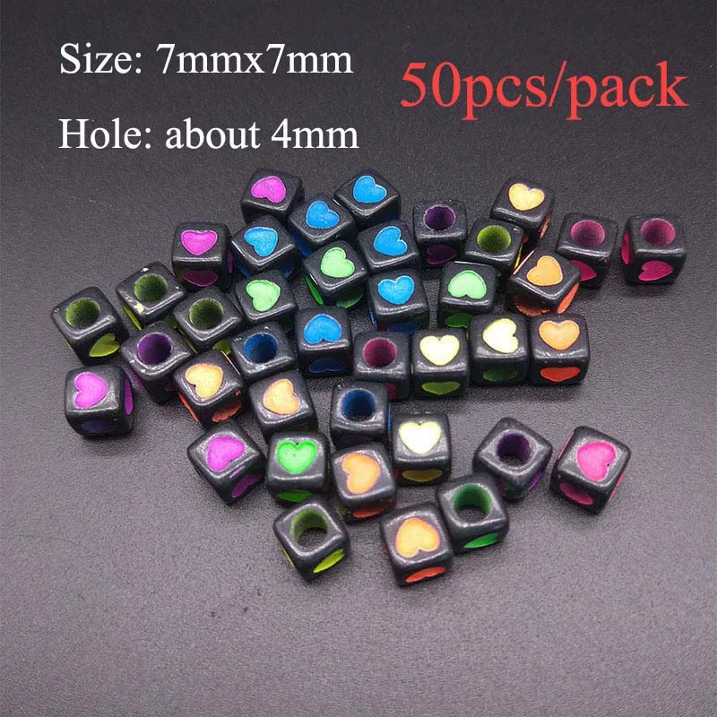 50pcs Style 1 Смешанные акриловые бусины в форме сердца Квадратные/круглые бусины с буквами алфавита в форме сердца DIY ювелирные изделия для изготовления браслетов и ожерелий аксессуары - Цвет: 50pcs Style 1