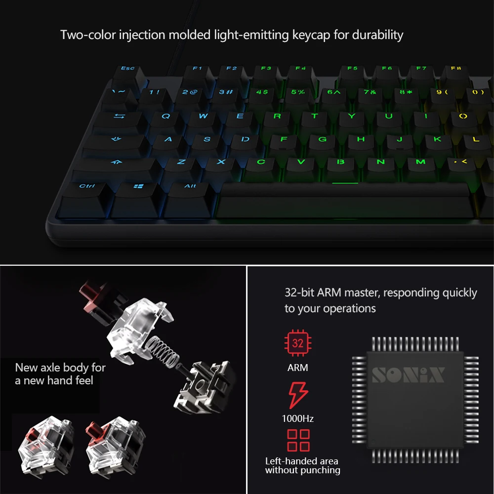 Оригинальная Xiaomi mi клавиатура Ga ng с 104 клавишами RGB светодиодный чехол подсветкой
