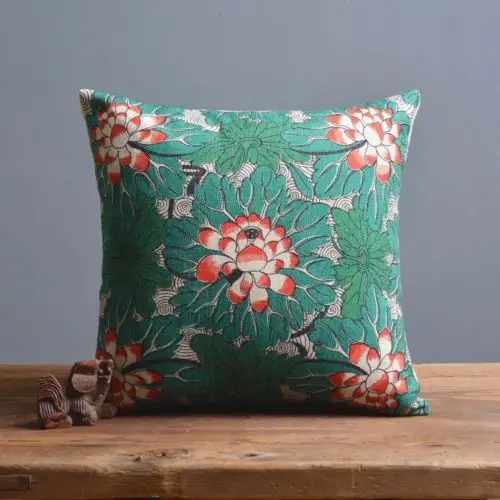 Традиционный в восточном/китайском стиле зеленый цветочный узор Чехлы для