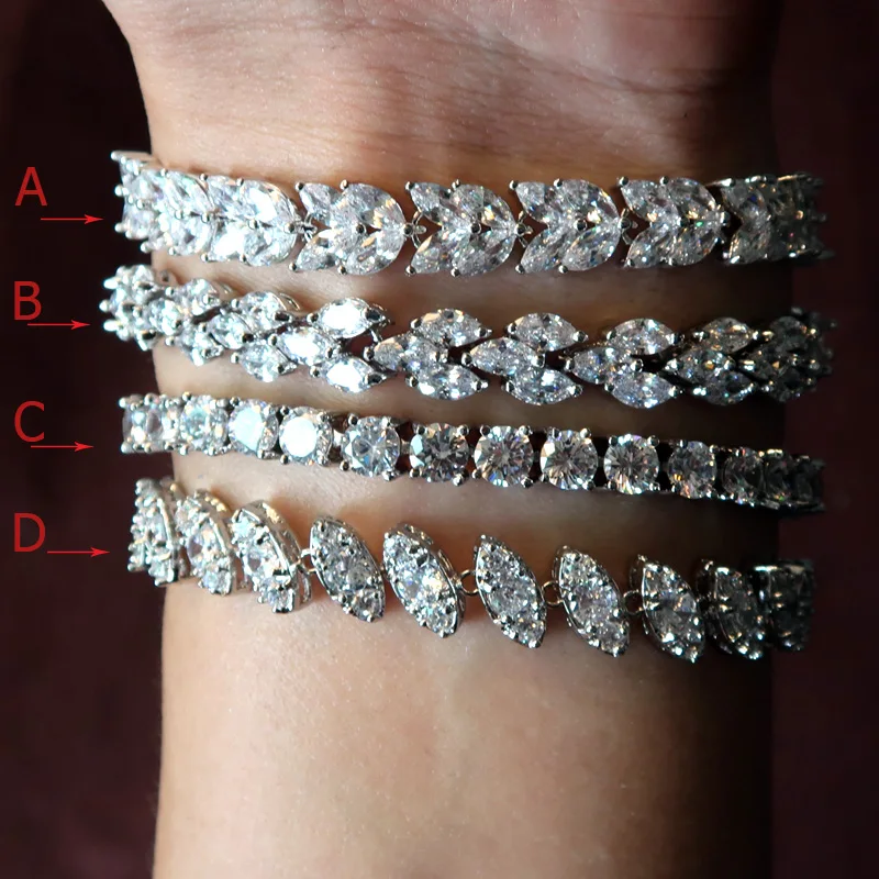 Роскошный браслет из австрийского хрусталя с фианитами класса ААА белое золото