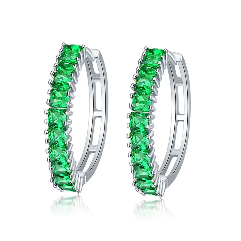 Green UMODE, 7 цветов, кубический цирконий, круглые Висячие серьги для женщин, висячие серьги, модные свадебные украшения, подарки, Роскошные бренды UE0582B - Окраска металла: Green