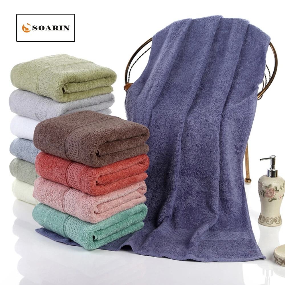 

SOARIN Solid Cotton Bath Towel Toalhas De Banho Adulto Dusch Handtuch Absorvente Soft Toallas De Playa Para Adultos Badetuch