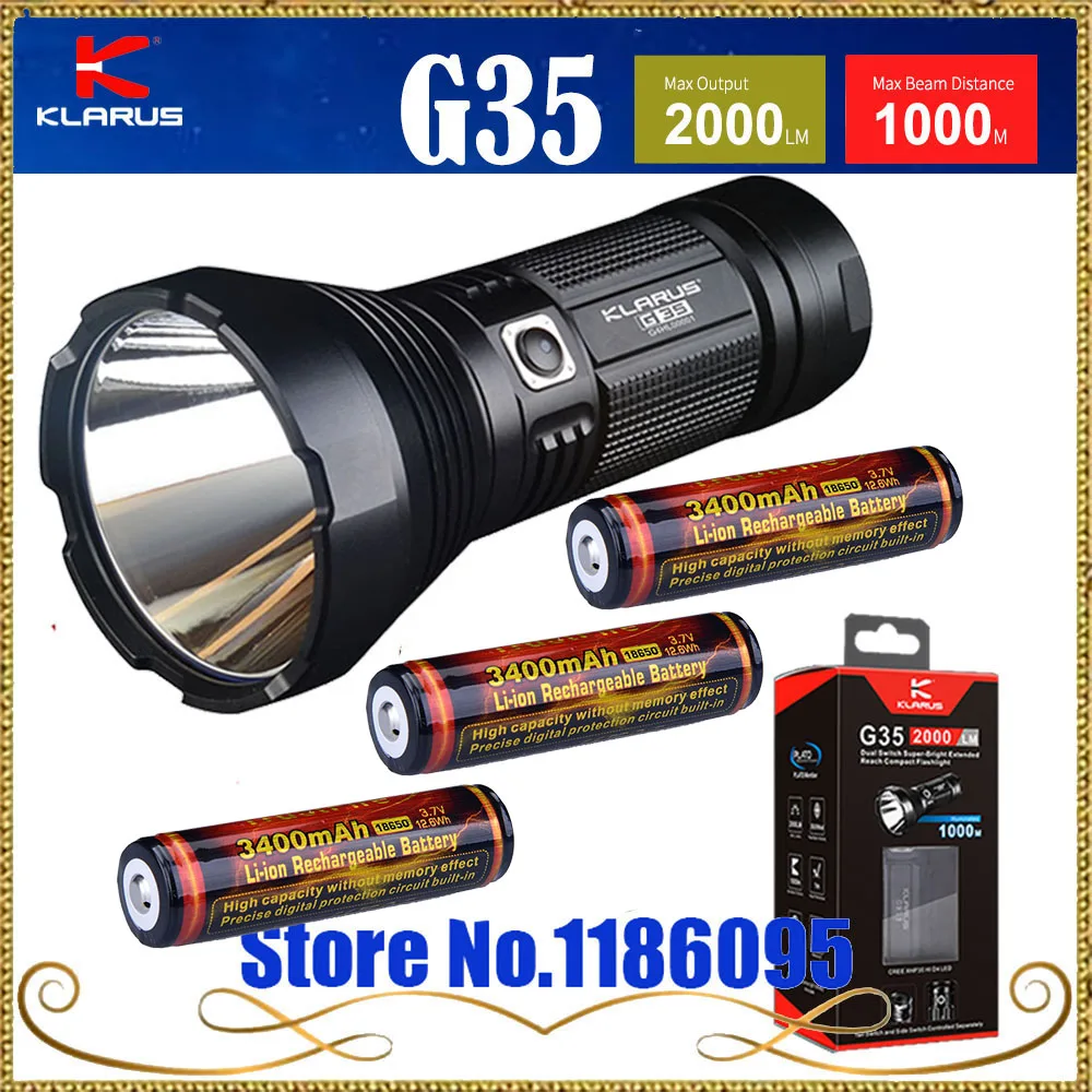 KLARUS G35 фонарик CREE XHP35 HI D4 светодиодный 2000LM Максимальное расстояние луча 1000 м есть