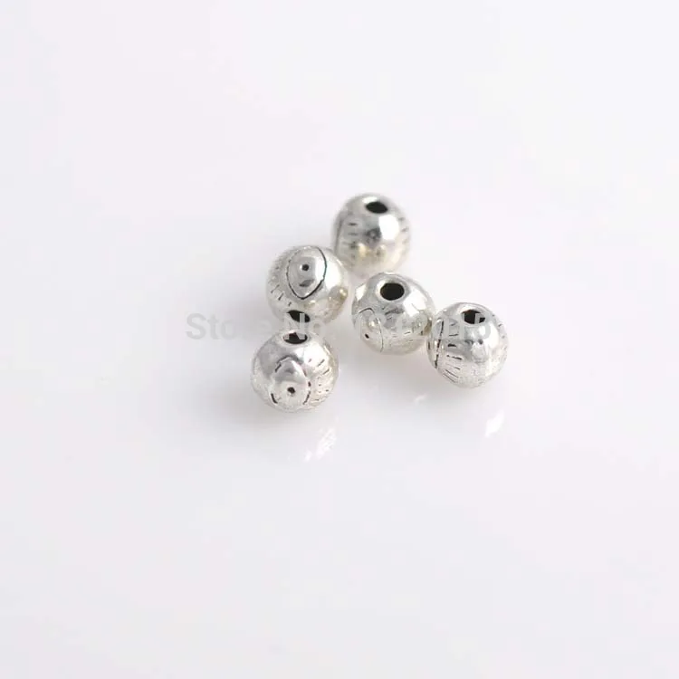 Оптовые Бусины! Лидер продаж Круглые античные серебряные бусины-вставки из