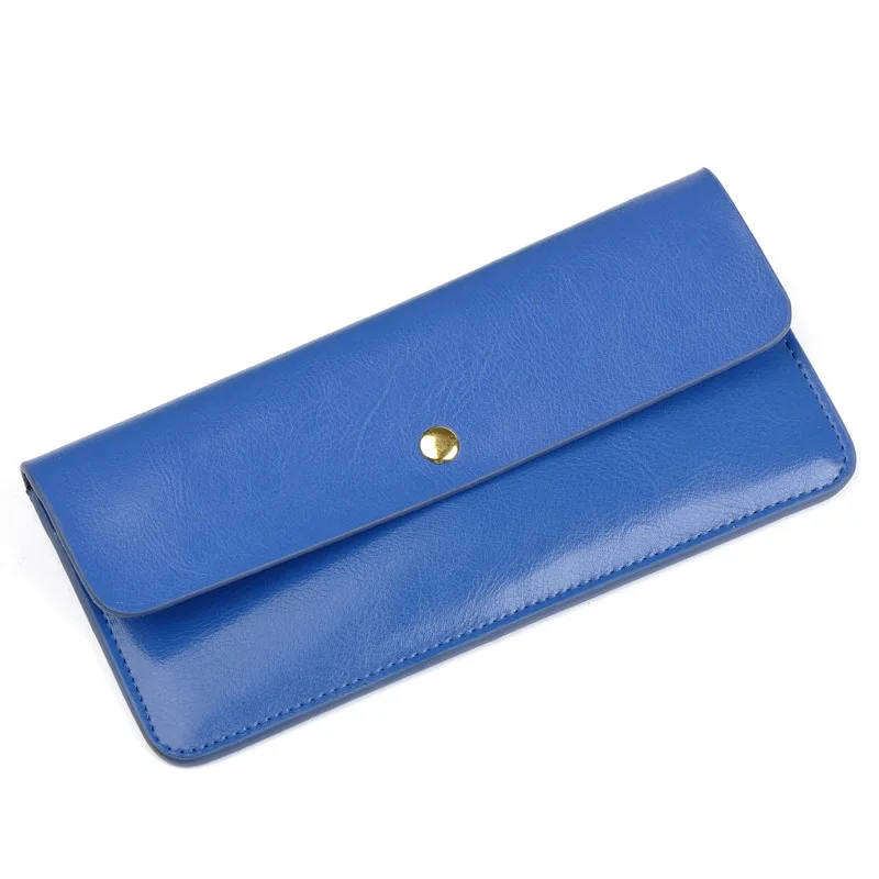 Тонкий серебристый женский кошелек из лакированной кожи длинный клатч Модный