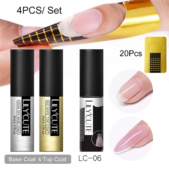 Set 6 LILYCUTE, быстрое наращивание, гель, прозрачный, розовый, для ногтей, УФ, строительный гель, желе, акриловый, для ногтей, полилаковый набор - Цвет: Set 6