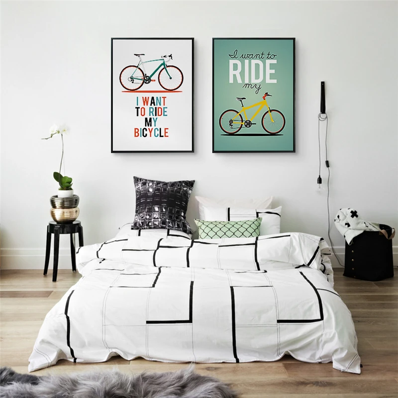 Картина на холсте HAOCHU американская в стиле ретро для езды велосипеде и