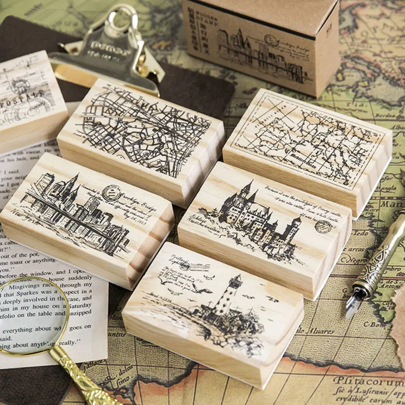 1 шт. винтажная серия для путешествий деревянный штамп сделай сам рукодельная