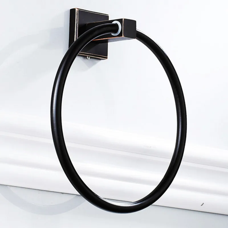 

Free shipping Modern design copper bathroom accessories black bronze bathroom towel ring towel holder
