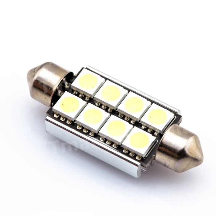 Лучшая цена 42 мм 8 SMD 5050 Чистый белый купол гирлянда CANBUS ОШИБОК интерьер авто