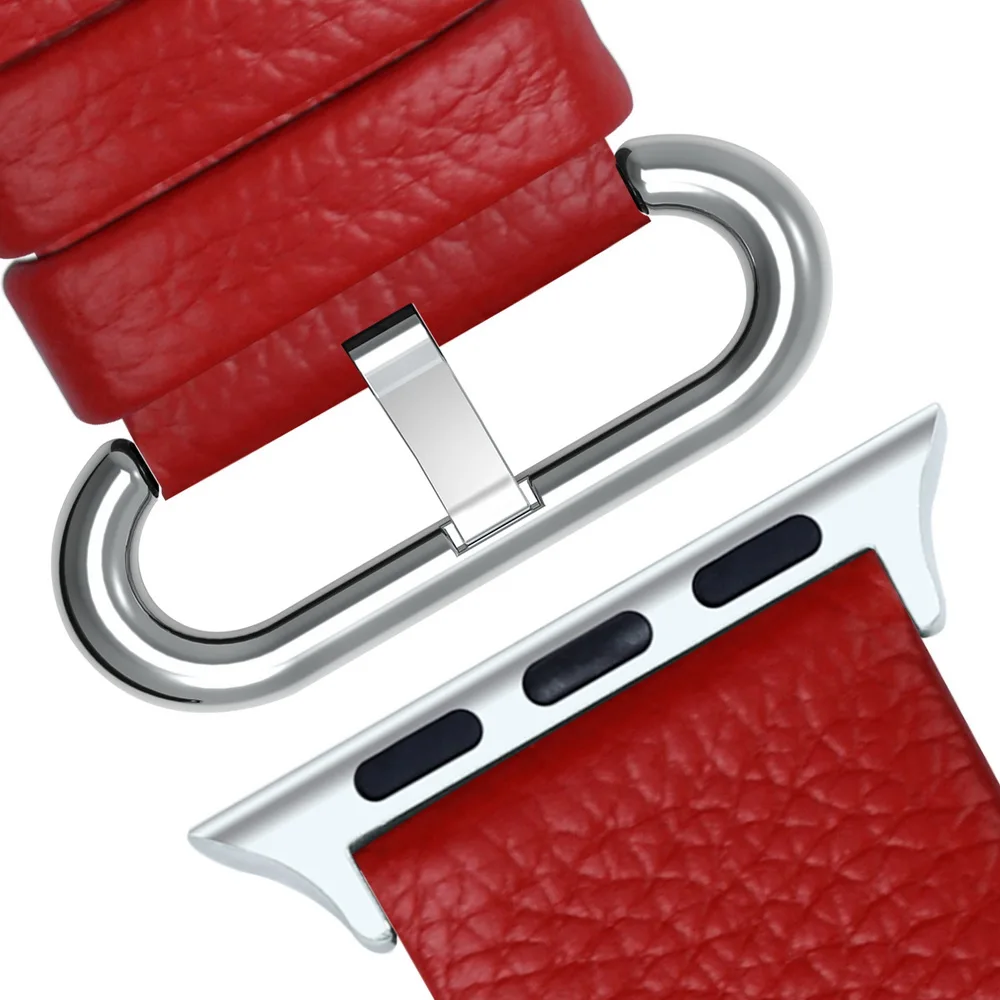 Red 15 цветов Apple Watch Band 3/4 42 мм 38 мм, браслет для iWatch из натуральной кожи с застежкой из нержавеющей стали для iWatch серии 4 и 3 и 2 и 1 - Цвет ремешка: Red