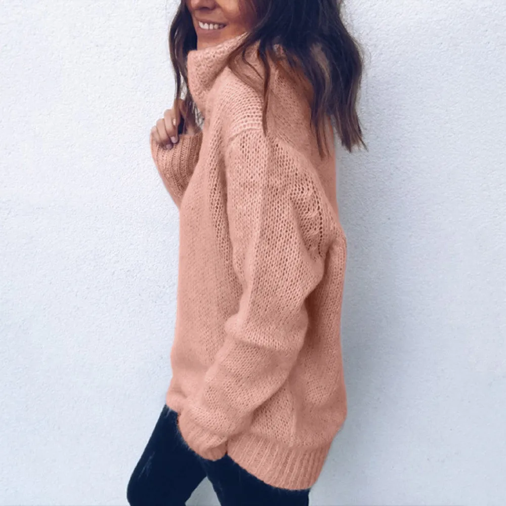 Women's Sweater Autumn Winter Women Solid Knitted Turtleneck Sweaters Casual Female Soft Jumper Pullover Plus Szie | Женская одежда