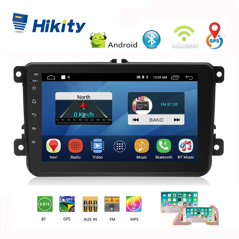 Hikity автомобильный мультимедийный плеер 2 Din Android сенсорный экран MP5 плеер зеркальная связь gps Автомагнитола для VW GoLf/Jetta/Touran/Tiguan