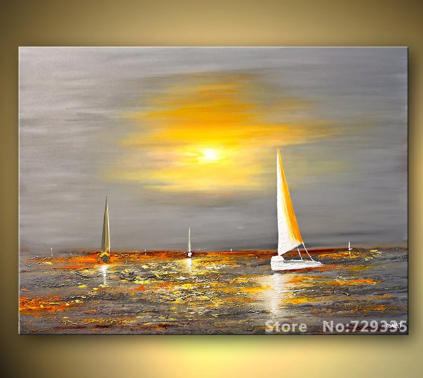 Стены холсте современный дом украшения абстрактный пейзаж живопись парусник