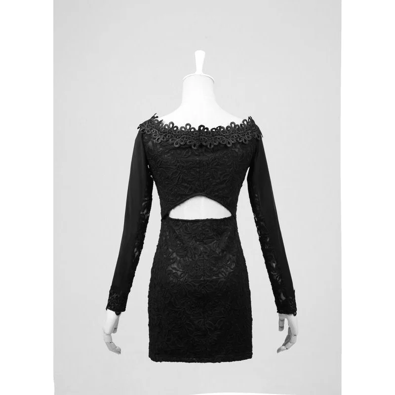 Новое Сексуальное черное кружевное мини платье в стиле панк рейва готическом PQ027