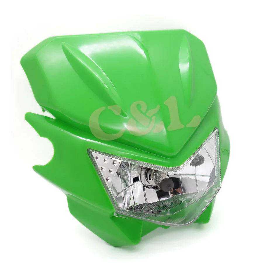 Фара передняя пластиковая для мотоцикла зеленая H4|headlights for|headlights headlightheadlight h4 |