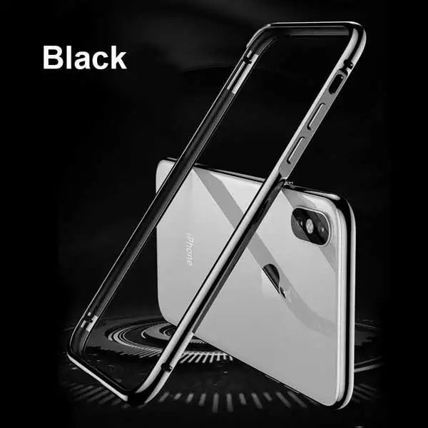 Black Bumper Чехол для iPhone X XS Max XR 7 8 6 6S Plus чехол Алюминиевый металлический объектив камеры телефона защитное кольцо и бампер противоударный чехол s - Цвет: Black Bumper