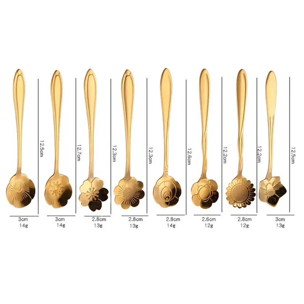 8 шт./компл. кофейная ложка Цветочная чайная из нержавеющей стали цветная для