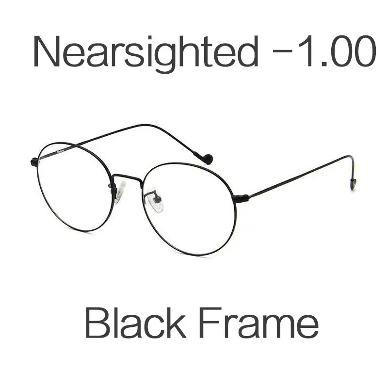 -1.00 HUHAITANG Round Nearsight Glasses Women Luxury Brand Anti Blue Light Computer Eye Glasses Frames For Men Clear Myopia Eyeglasses - Цвет оправы: -1.00