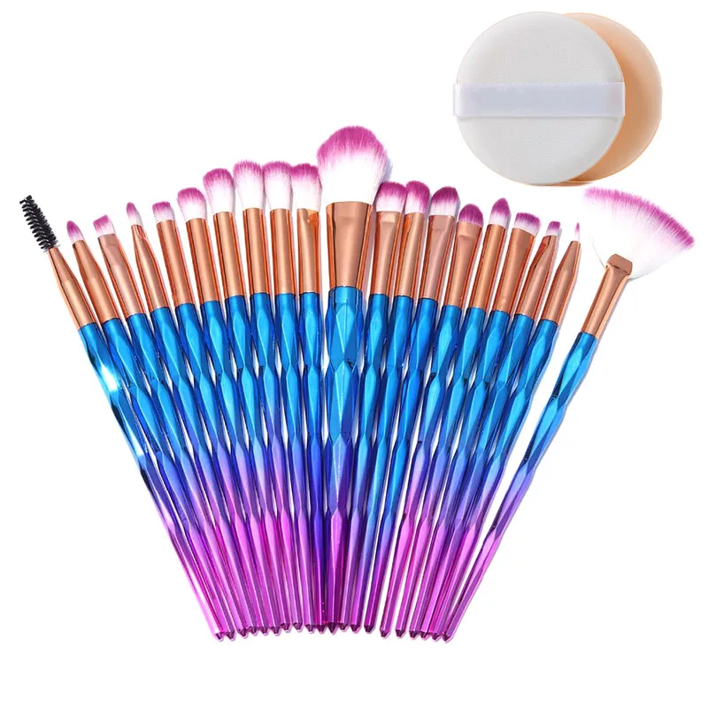 20 шт. набор кистей для макияжа с бриллиантами пудра основа румяна растушевка