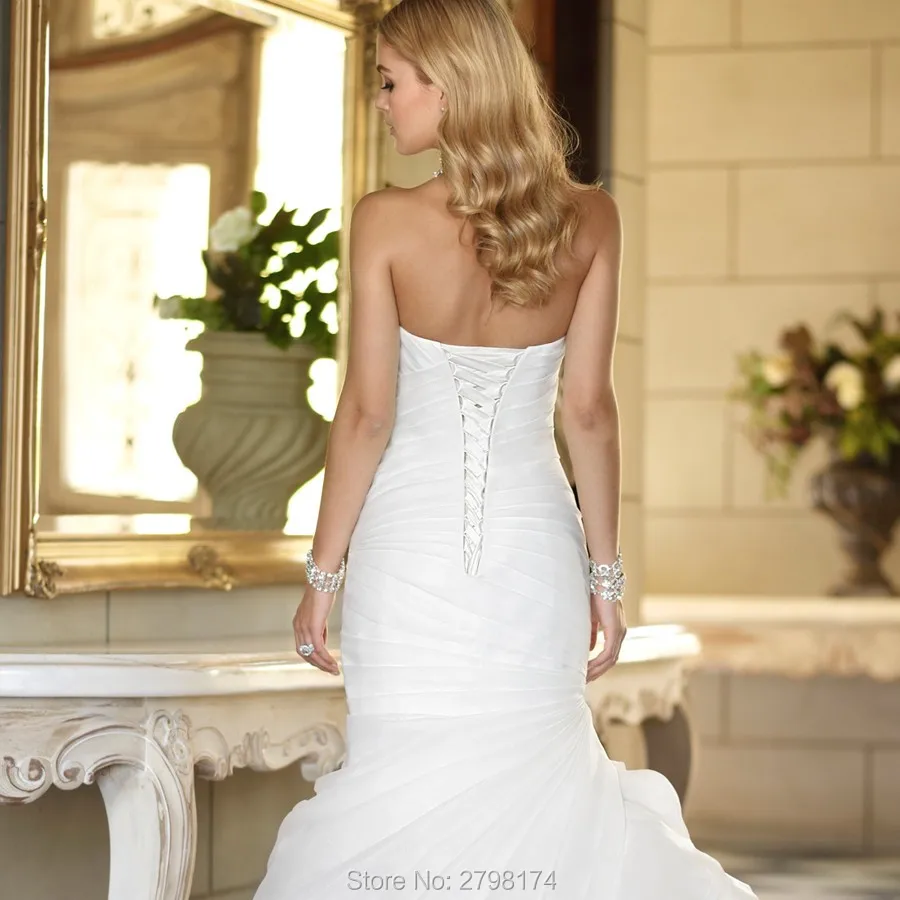 Модные Органзы Оборками Русалка Свадебные Платья Милая Узелок Свадебное Платье