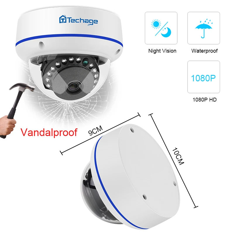 Techage 8CH 1080 P POE NVR система видеонаблюдения 6 шт. Антивандальная купольная Крытая ip