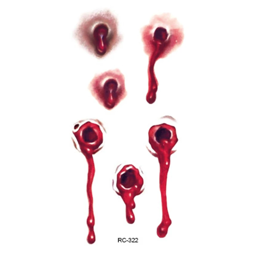 5 шт./лот Хэллоуин пистолет съемка Дырявые отверстия поддельные тату теракты