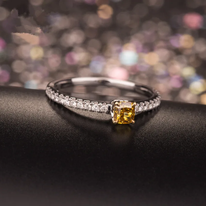 Buyee 925 Silver Classic Wedding Rings Women Simple 5mm Yellow Shiny Zircon Ring for Fashion Jewelry | Украшения и аксессуары