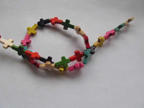 Полная прядь 16 дюймов howlite Бирюзовый камень бирюзовый крест подвеска