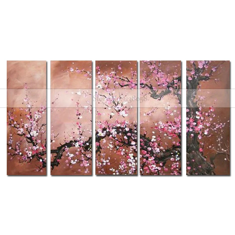 Ручная работа 5 шт. белый красный современный пейзаж картина маслом на холсте