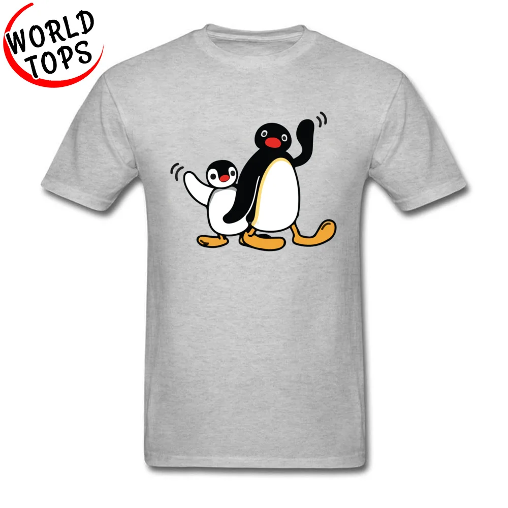 Pingu Pinga футболки с рисунком пингвинов 100% хлопок круглый вырез мужские топы