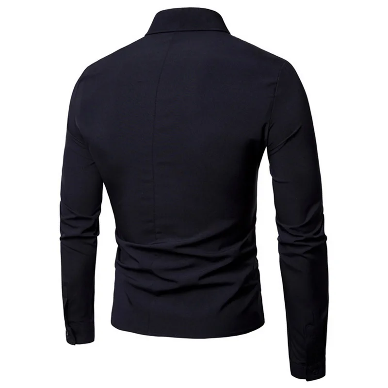 2019 Мужская модная классическая рубашка с длинными рукавами белые черные красные