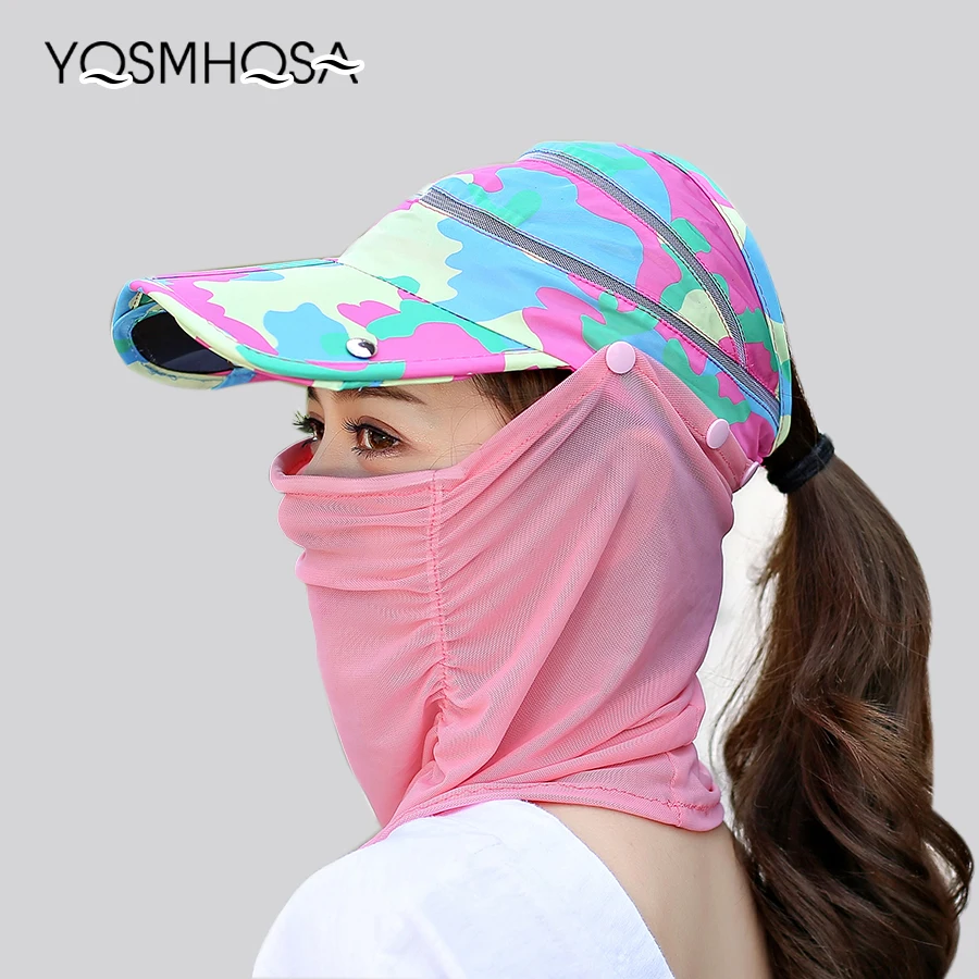 Новинка летняя солнцезащитная Кепка шапки для женщин маска с защитой от