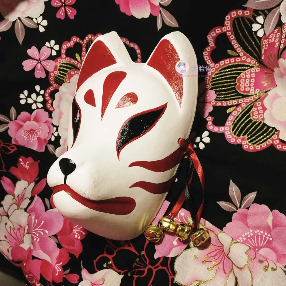 

New Full Face Painted Hand Renard Japanese Cosplay Masquerade Halloween Mask Kitsune anime cartoon