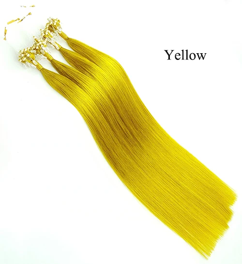 Yellow Микро кольцо человеческие волосы для наращивания прямые Петлевое микрокольцо кератин русские волосы ShowCoco 0,5 г/локон 100 г 200 штук - Цвет: Yellow