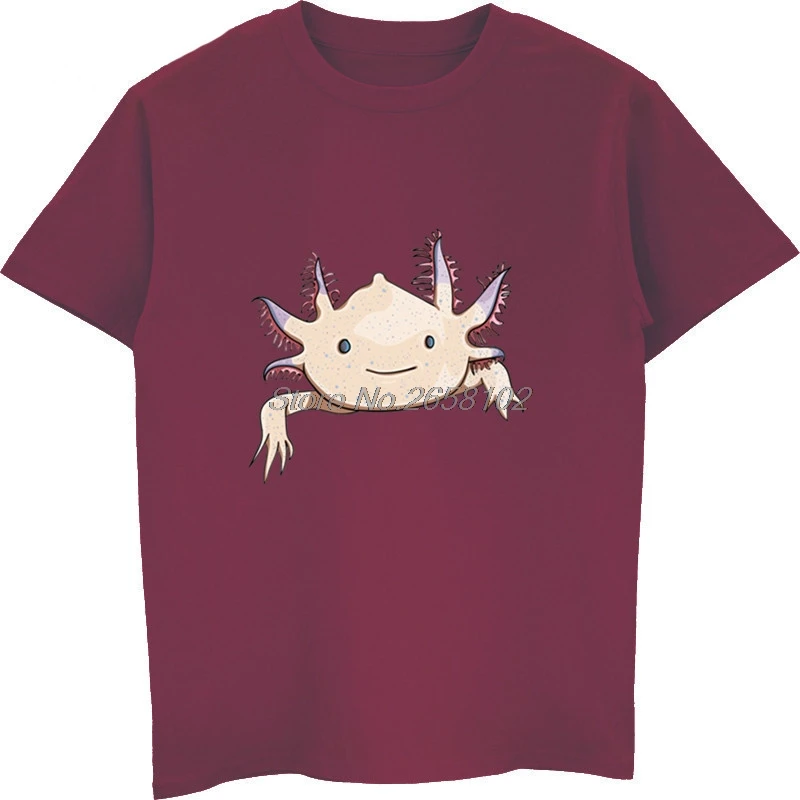 Мужская футболка Axolotl с забавным мультяшным принтом животных 100% хлопок