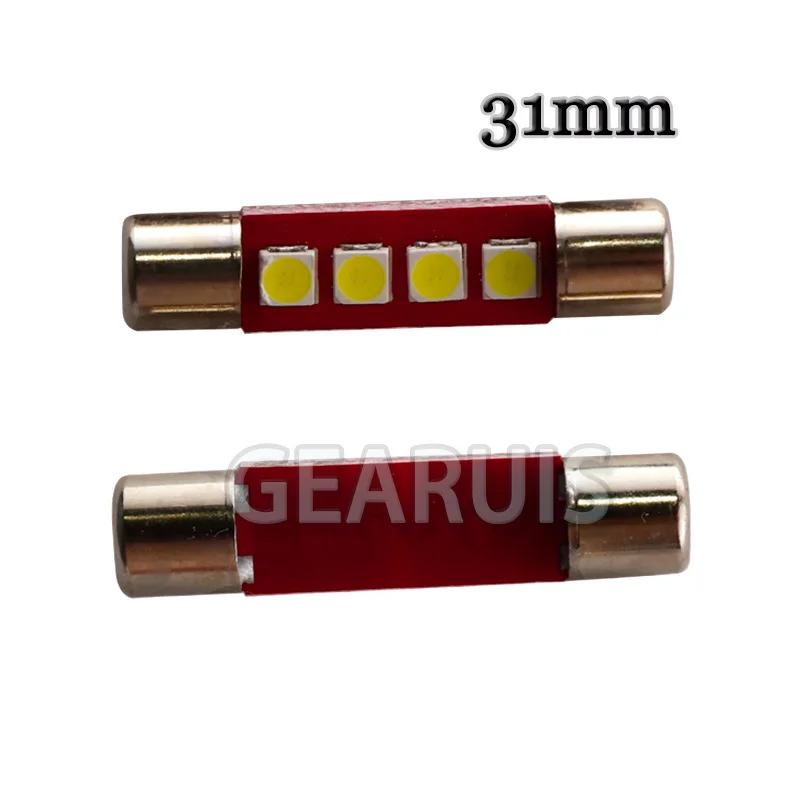 100 шт. гирлянда T6.3 28 мм 31 4 SMD 3030 светодиодная Автомобильная зеркальсветильник s для