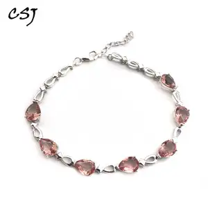 CSJ браслет в форме сердца из стерлингового серебра 925 пробы Серебряная груша, созданный зултанит 6*8 мм, цветные случайные ювелирные изделия для женщин, подарок на свадьбу