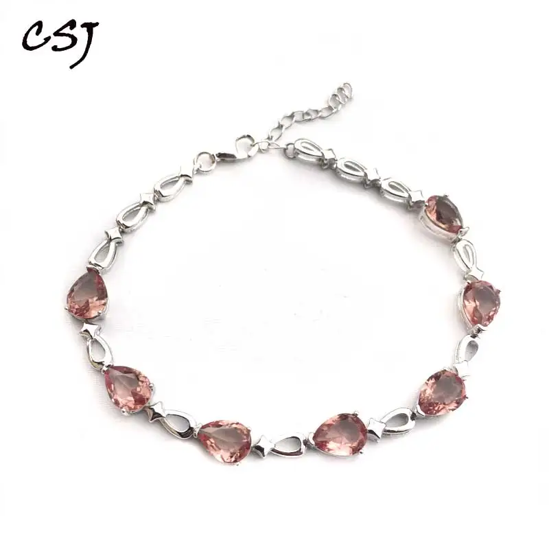 Женский браслет в форме сердца CSJ серебряная груша из стерлингового серебра 925