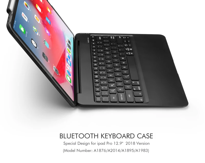 [Новое] Bluetooth Беспроводной клавиатура чехол для Apple iPad Pro 12,", думаю, что клавиатура с 7-Цвет со светодиодной подсветкой и Smart Sleep/Wake-up