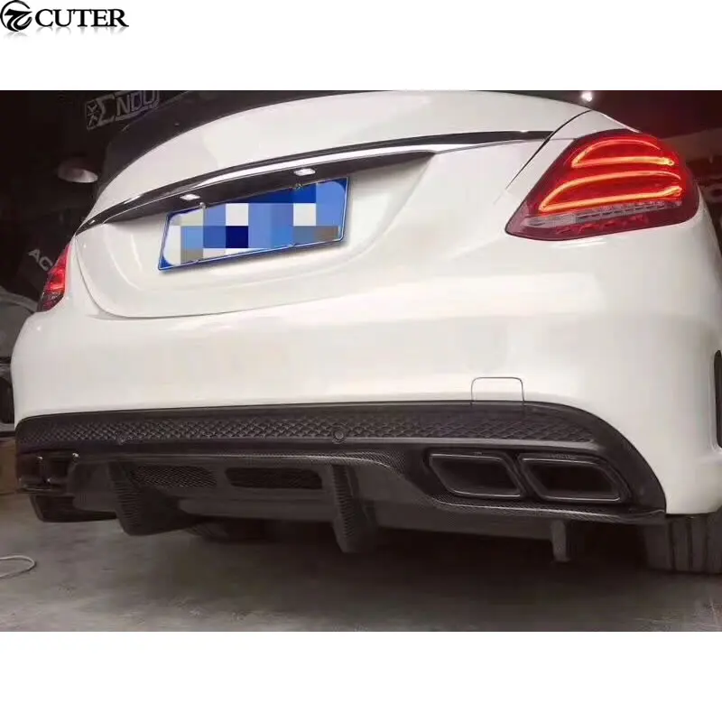 W205 C260 C63 углеродного волокна диффузор губа на задний бампер для Benz PSM стиль 2015|diffuser
