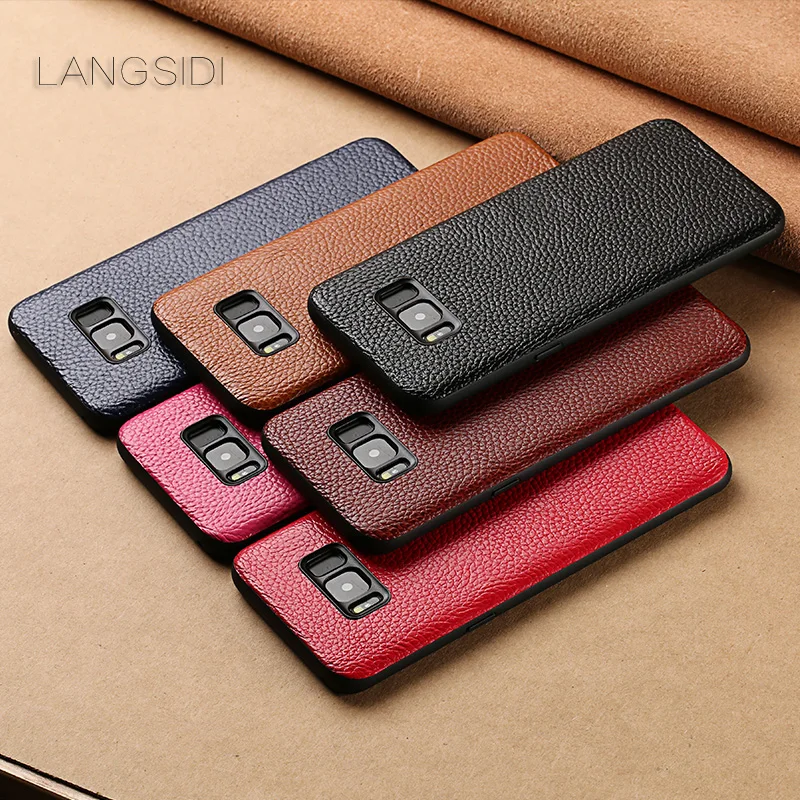 Чехол для телефона Samsung Galaxy S7 Edge S8 Plus Note 8 9, чехол с текстурой литчи, задняя крышка, для A3 A5 A7 A8 j3 j5 j7 2017.